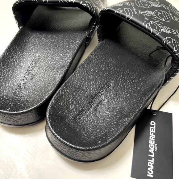 NWOB KARL LAGERFELD Men Slide Slip On Sandal Black Illustration Pool Beach main image 4